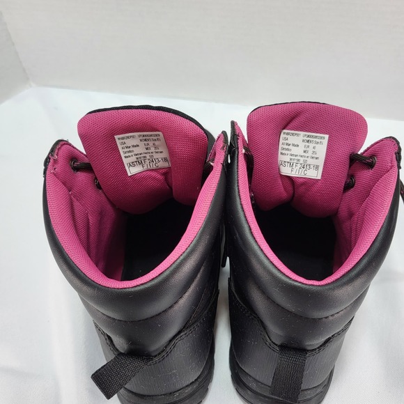 Brahma Women's Bevel Steel Toe Safety Work Boots Black w Pink Size 8.5 - Picture 9 of 13
